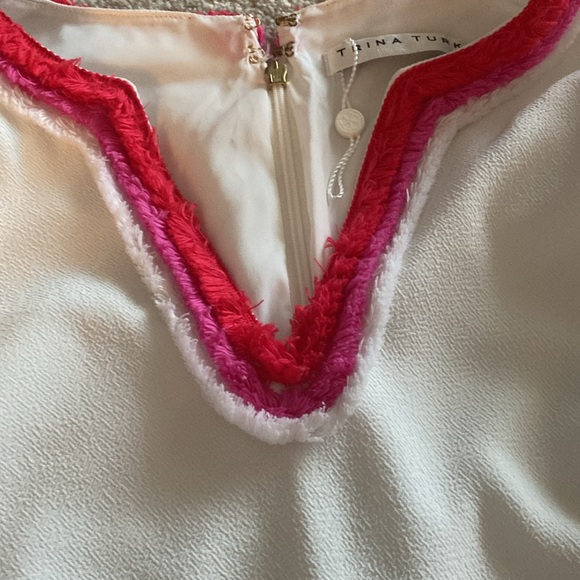 Trina Turk dress white with pink and red pipping - Picture 13 of 13